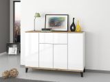 Credenza bianco lucida e acero 120x40x82h cm 3 ante e 1 cassetto - Albatross