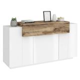 Credenza bianco lucida e acero 140x45x86h cm 4 ante - Angelis