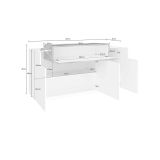 Credenza bianco lucida e acero 140x45x86h cm 4 ante - Angelis