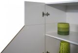 Credenza bianco lucida e acero 141x43x86h cm 2 ante e 3 cassetti - All