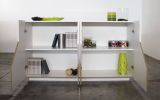 Credenza bianco lucida e acero 158x43x86h cm 4 ante - Agis