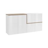 Credenza bianco lucida e acero 160x40x80h cm 6 ante - Arrak