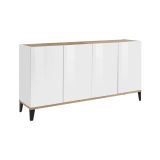 Credenza bianco lucida e acero 160x40x82h cm 4 ante - Ashley