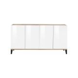 Credenza bianco lucida e acero 160x40x82h cm 4 ante - Ashley