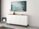 Credenza bianco lucida e acero 160x40x82h cm 4 ante - Ashley