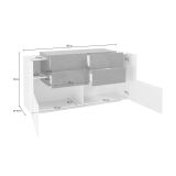 Credenza bianco lucida e acero 160x45x86h cm 2 ante e 4 cassetti - Ashi