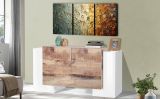 Credenza bianco lucida e acero 170x45x85h cm 4 ante e 2 cassetti - Alei