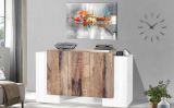 Credenza bianco lucida e acero 170x45x85h cm 5 ante - Arek