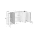 Credenza bianco lucida e acero 170x45x85h cm 5 ante - Arek
