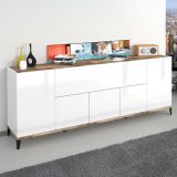 Credenza bianco lucida e acero 200x40x82h cm 6 ante - Amour