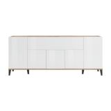 Credenza bianco lucida e acero 200x40x82h cm 6 ante - Amour