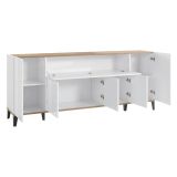 Credenza bianco lucida e acero 200x40x82h cm 6 ante - Amour
