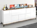Credenza bianco lucida e acero 200x40x82h cm 6 ante - Amour