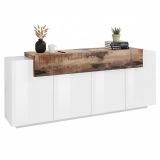 Credenza bianco lucida e acero 200x45x85h cm 5 ante - Discordia