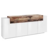 Credenza bianco lucida e acero 200x45x85h cm 5 ante - Discordia