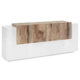Credenza bianco lucida e acero 200x45x86h cm 7 ante - Astice