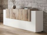 Credenza bianco lucida e acero 200x45x86h cm 7 ante - Astice