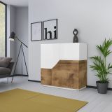 Credenza bianco lucida e acero 79x43x86h cm 2 ante - Amento