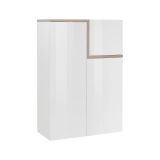 Credenza bianco lucida e acero 80x40x126h cm 3 ante - Geode