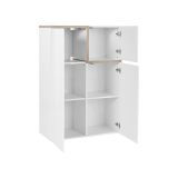 Credenza bianco lucida e acero 80x40x126h cm 3 ante - Geode
