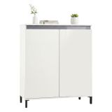 Credenza bianco lucida e antracite 100x40x110h cm 2 ante - Iwao