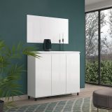 Credenza bianco lucida e antracite 138x40x110h cm 3 ante - Miriana