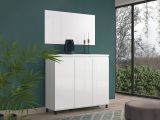 Credenza bianco lucida e antracite 138x40x110h cm 3 ante - Miriana