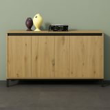 Credenza bianco lucida e antracite 138x40x90h cm 3 ante - Attilius