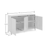 Credenza bianco lucida e antracite 138x40x90h cm 3 ante - Attilius
