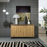 Credenza bianco lucida e antracite 138x40x90h cm 3 ante - Attilius