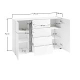 Credenza bianco lucida e antracite 140x38x92h cm 2 ante e 4 cassetti - Ernesta
