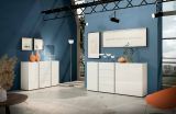 Credenza bianco lucida e antracite 140x38x92h cm 2 ante e 4 cassetti - Ernesta