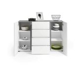 Credenza bianco lucida e antracite 140x38x92h cm 2 ante e 4 cassetti - Ernesta