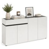 Credenza bianco lucida e antracite 160x42x80h cm 4 ante e 1 cassetto - Beinette