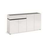 Credenza bianco lucida e antracite 160x42x80h cm 4 ante e 1 cassetto - Beinette