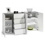 Credenza bianco lucida e antracite 180x38x92h cm 3 ante e 4 cassetti - Baveno