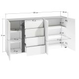 Credenza bianco lucida e antracite 180x38x92h cm 3 ante e 4 cassetti - Baveno