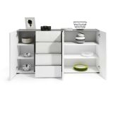 Credenza bianco lucida e antracite 180x38x92h cm 3 ante e 4 cassetti - Baveno