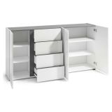 Credenza bianco lucida e antracite 180x38x92h cm 3 ante e 4 cassetti - Baveno