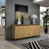 Credenza bianco lucida e antracite 184x40x84h cm 4 ante - Basiano