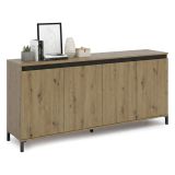 Credenza bianco lucida e antracite 184x40x84h cm 4 ante - Basiano