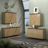 Credenza bianco lucida e antracite 184x40x84h cm 4 ante - Basiano