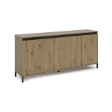Credenza bianco lucida e antracite 184x40x84h cm 4 ante - Basiano