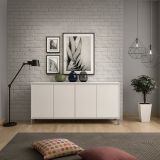 Credenza bianco lucida e antracite 184x40x90h cm 4 ante - Filomena