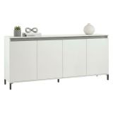 Credenza bianco lucida e antracite 184x40x90h cm 4 ante - Filomena