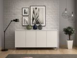 Credenza bianco lucida e antracite 184x40x90h cm 4 ante - Filomena