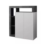 Credenza bianco lucida e ardesia 108x42x127h cm 2 ante - Smeraldo