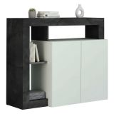 Credenza bianco lucida e ardesia 108x42x93h cm 2 ante - Atlantica