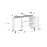 Credenza bianco lucida e ardesia 120x40x80h cm 2 ante e 3 cassetti - Jessie