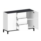 Credenza bianco lucida e ardesia 120x40x80h cm 2 ante e 3 cassetti - Jessie